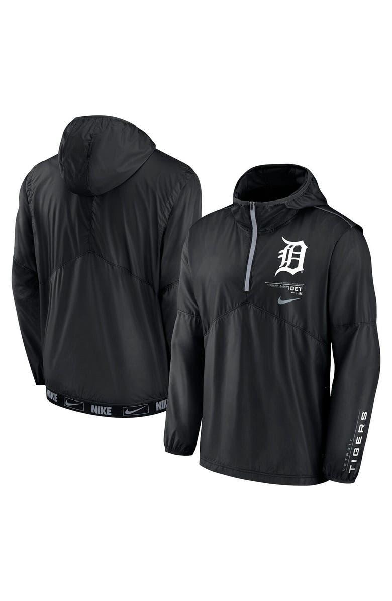 Nike Men's Nike Black Detroit Tigers Authentic Night Game Performance Half-Zip Windbreaker, Main, color, 