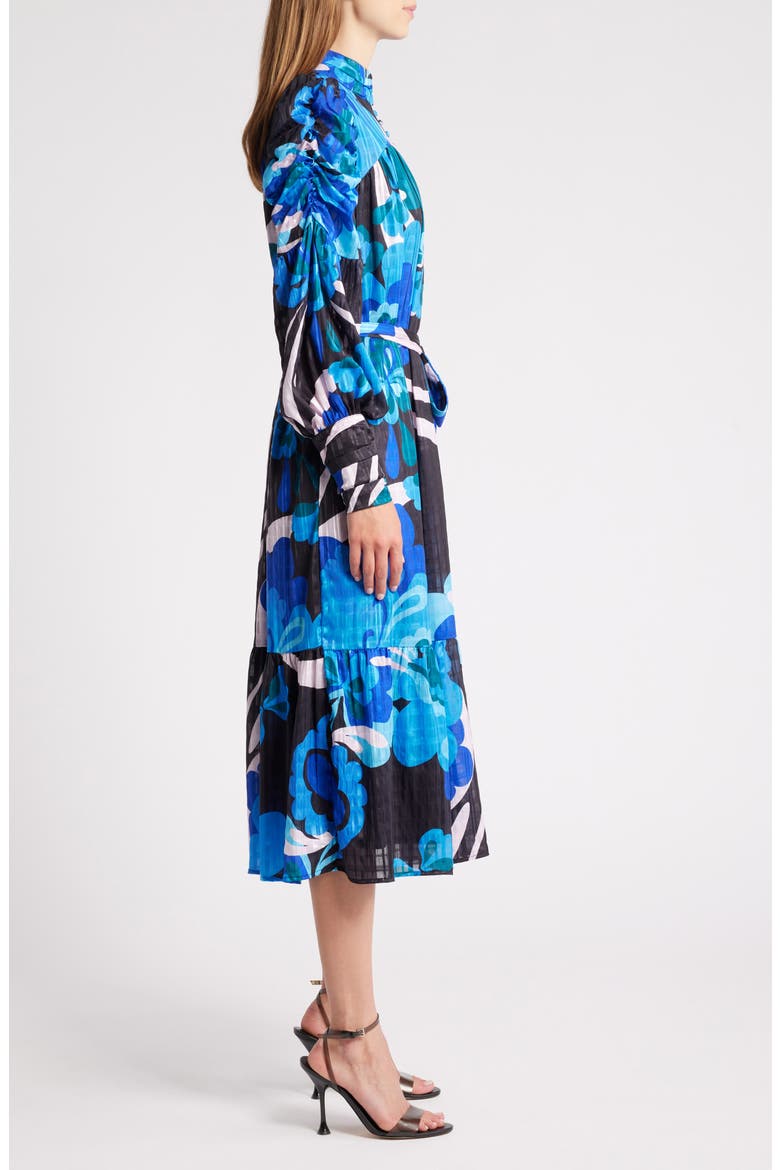 Adele Floral Print Long Sleeve Midi Dress, Alternate, color, BLUE MULTI