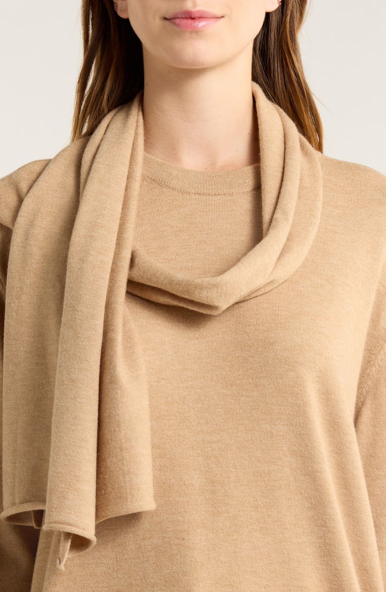 Halogen<sup>®</sup> Crewneck Scarf Sweater, Alternate, color, Latte Heather