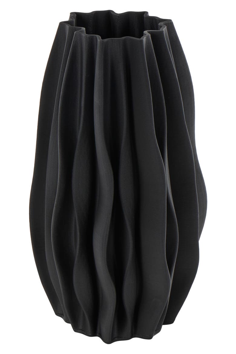 Ruffled Ceramic Vase, Main, color, BLACK