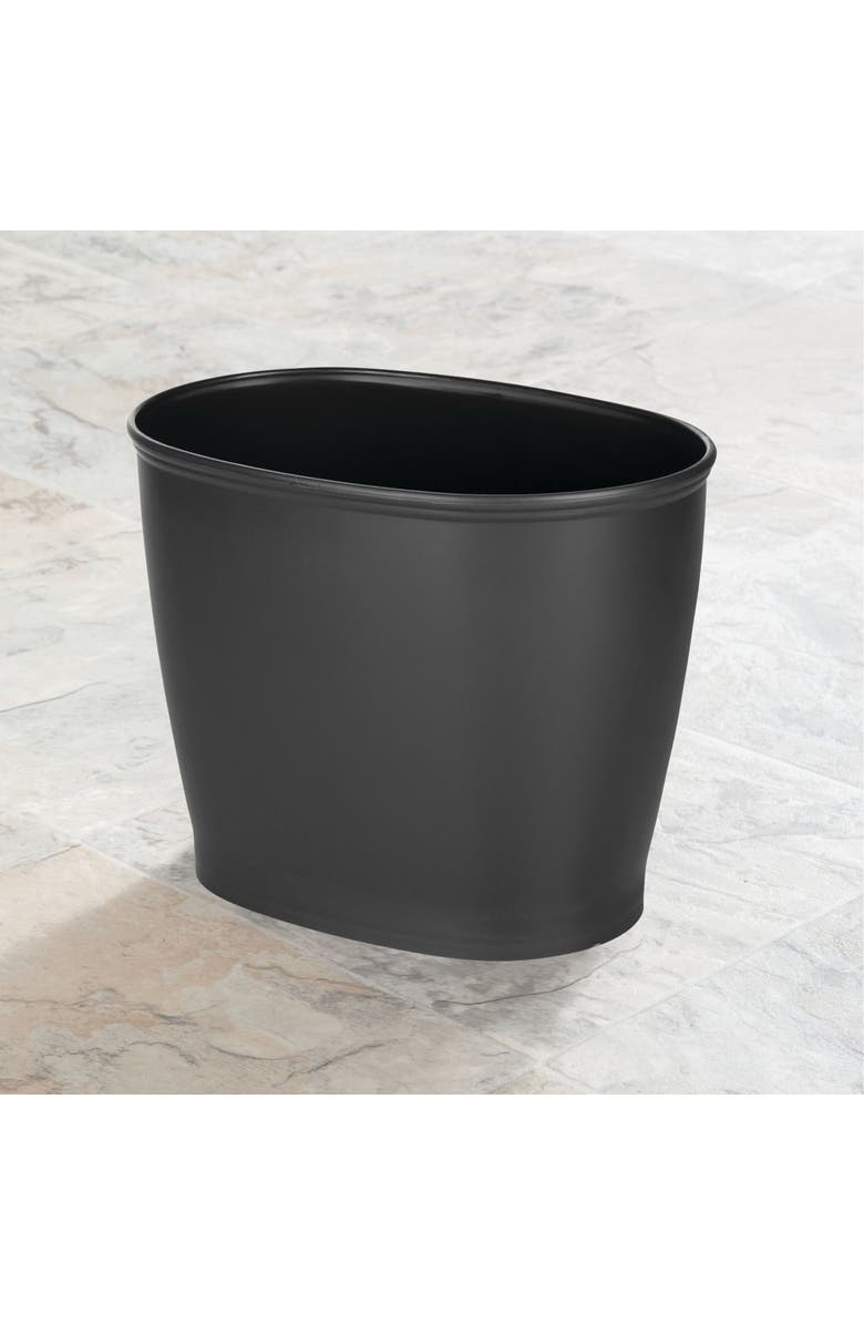 iDesign Oval 2.1 Gallon / 8 Liter Plastic Trash Can, 2-Pack, Black, Made in USA, Alternate, color, Matte Black