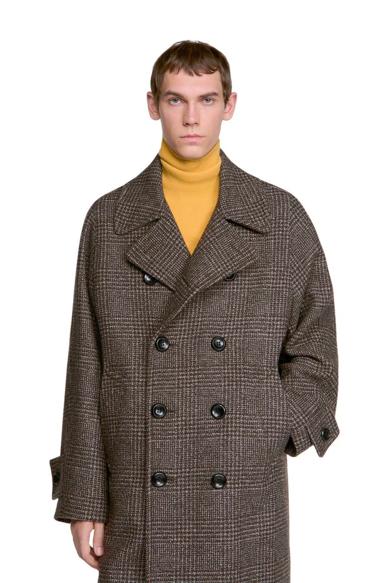 Check wool coat, Alternate, color, Brown