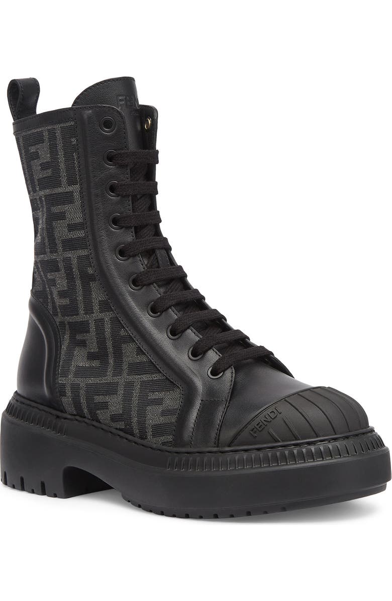 Fendi FF Domino Cap Toe Combat Boot, Main, color,