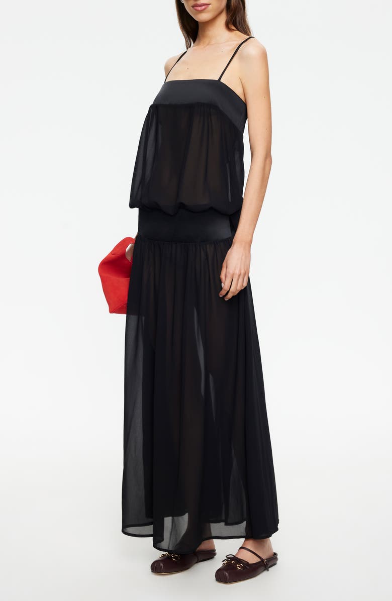 LIONESS Gracia Sleeveless Chiffon Maxi Dress, Alternate, color, Noir