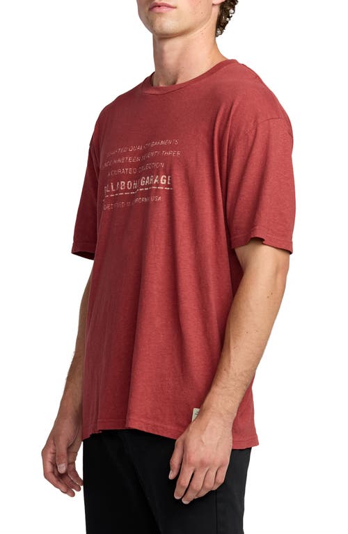 Billabong The Label Garage Cotton & Hemp Graphic T-shirt In Red