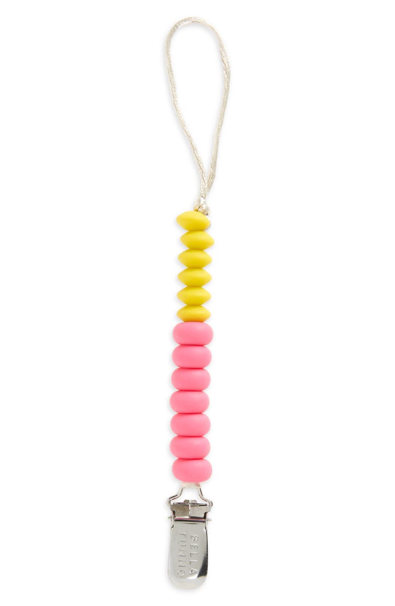Bella Tunno Silicone Bead Pacifier Clip, Main, color, Pink