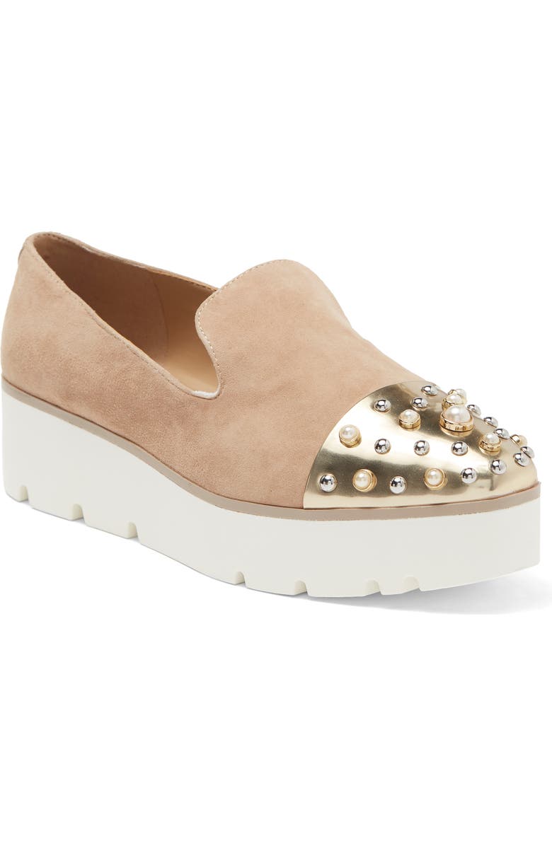 KARL LAGERFELD PARIS Brinlee Platform Loafer, Main, color, Latte/Chmp