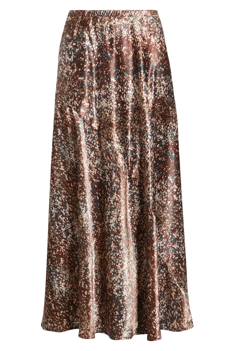 Savoy Print Bias Cut Maxi Skirt, Alternate, color, BROWN MULTI