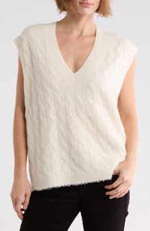 Cable V-Neck Cashmere Sweater Vest