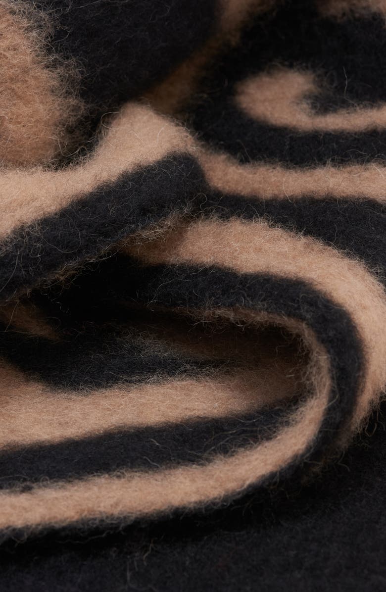 McQueen Reversible Alpaca & Wool Blend Scarf, Alternate, color, Black/ Camel