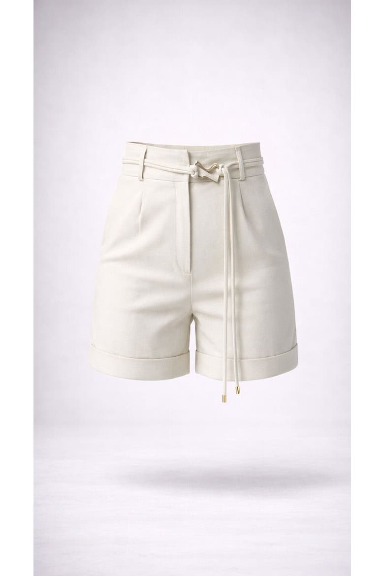 Salina Linen-blend Paperbag-waist Shorts, Main, color, Ivory (off-white)