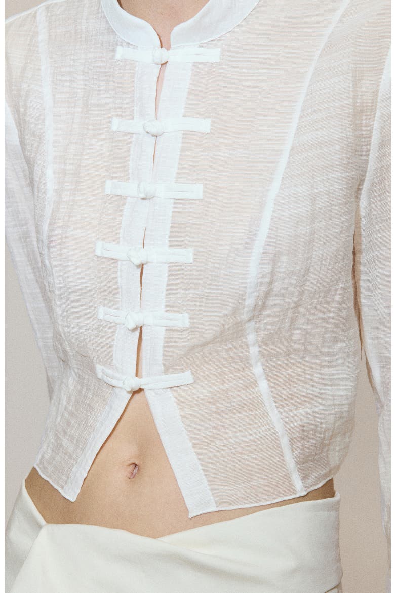 Semi-Sheer Textured Top, Alternate, color, OFF WHITE
