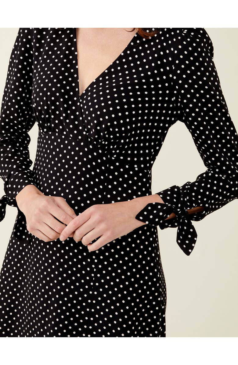 Finery London Laine Polka Dot Spot Midi Dress, Alternate, color, Black Spot