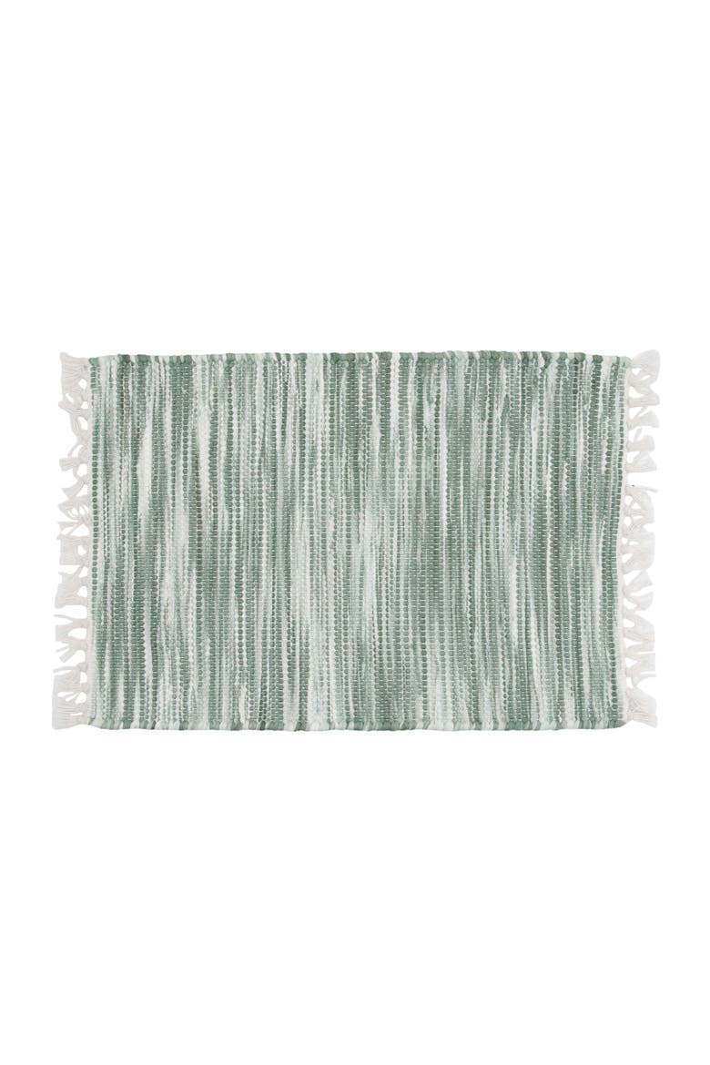 Green Chindi Striped and Fringed Set of 6 Placemats 14" x 20", Alternate, color, Green