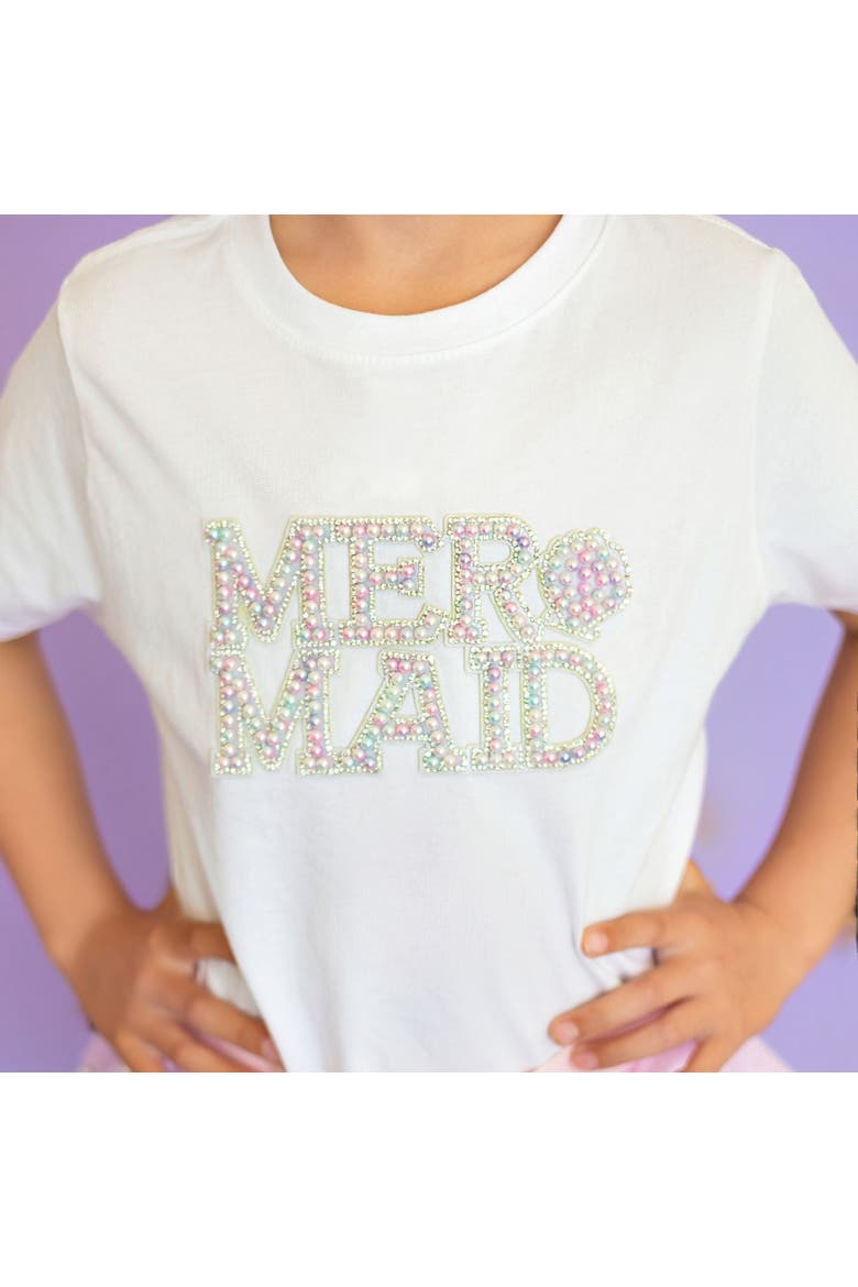 Mermaid Pearl Patch Short Sleeve T-Shirt, Alternate, color, White