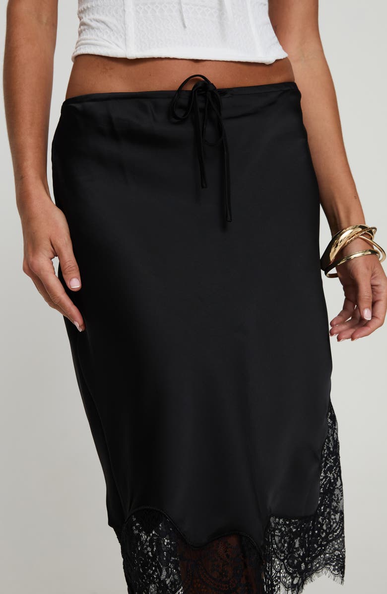 Princess Polly Gervais Lace Trim Satin Skirt, Alternate, color, 