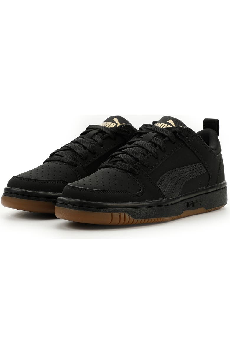 PUMA Kids' Rebound Layup Low Top Sneaker, Main, color, Puma Black/ Puma Gold