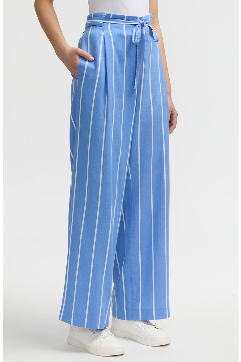 Stripe Tie Waist Paperbag Pants, Alternate, color, BLUE/ WHITE STRIPE