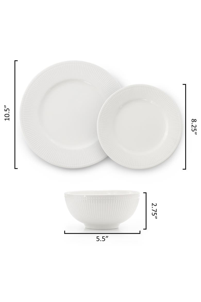 Farrah 18 Piece Round Stoneware Dinnerware Set in White, Alternate, color, White