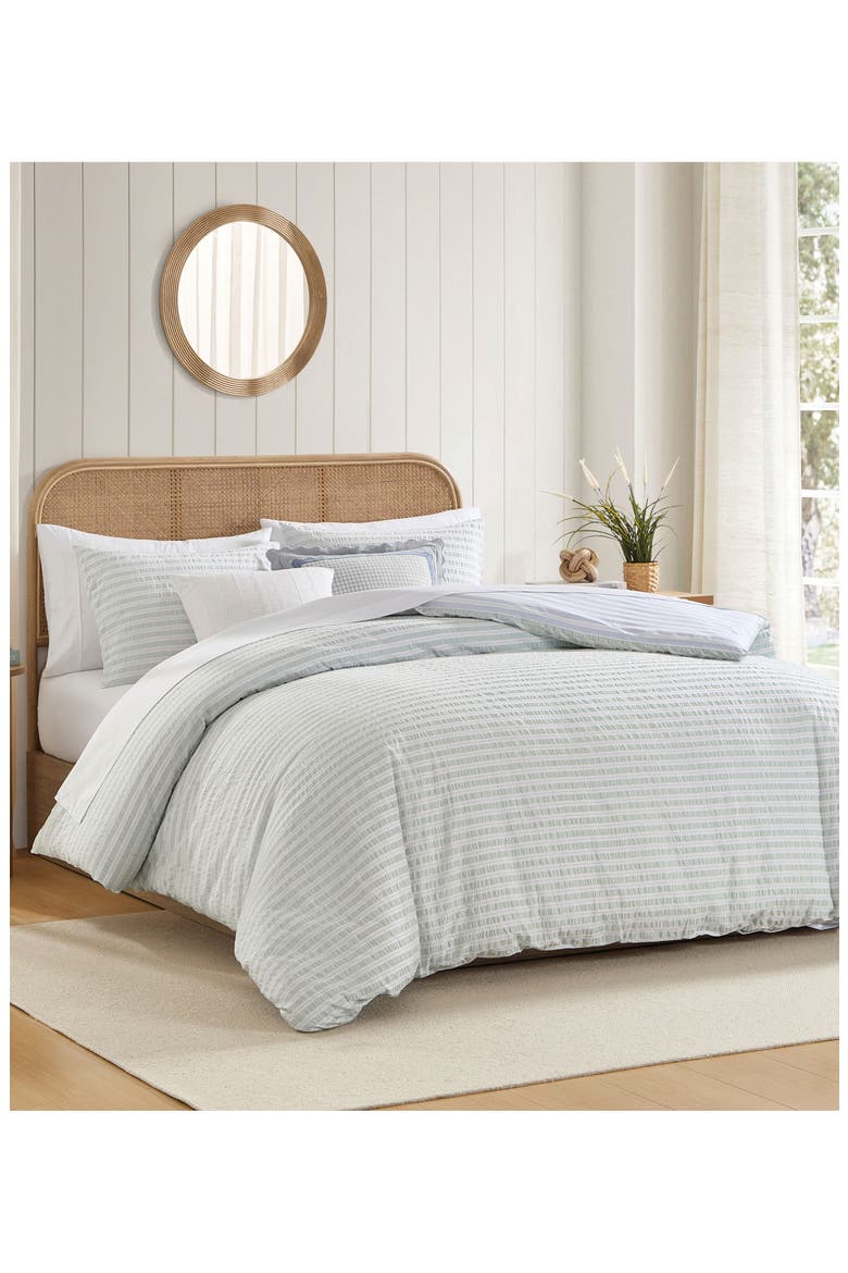 Seersucker Stripe Comforter & Pillow Shams Set, Alternate, color, GREEN/ BLUE
