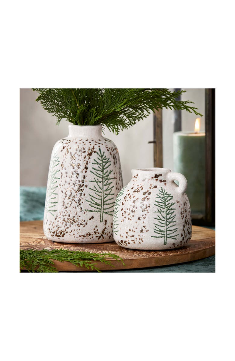 tag Small Pine Tree Decorative Ceramic Vase for Christmas, Alternate, color, White