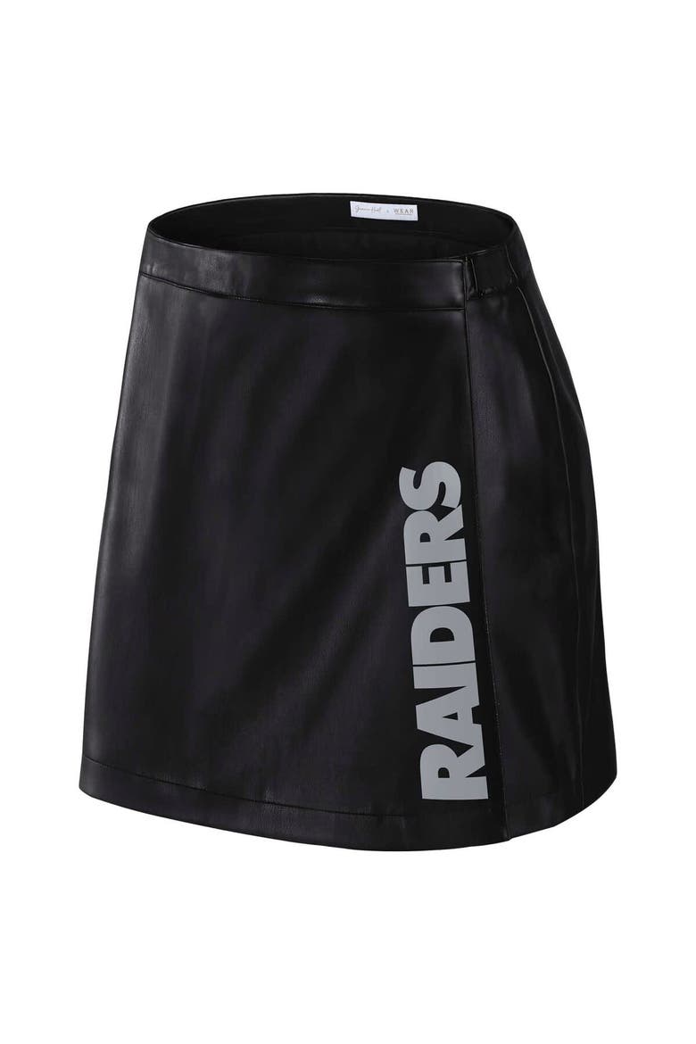 Women's WEAR by Erin Andrews x Gracie Hunt Black Las Vegas Raiders Wrap Skirt, Alternate, color, Black