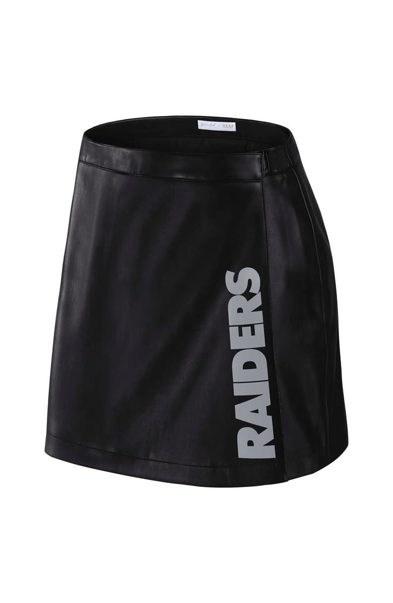 WEAR by Erin Andrews Women's WEAR by Erin Andrews x Gracie Hunt Black Las Vegas Raiders Wrap Skirt, Alternate, color, Black