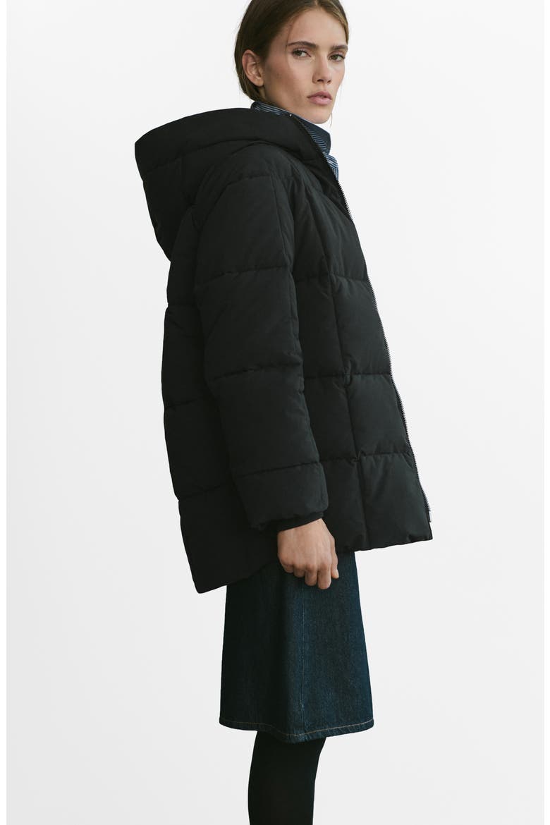 Quilted Hooded Puffer Coat, Alternate, color, BLACK