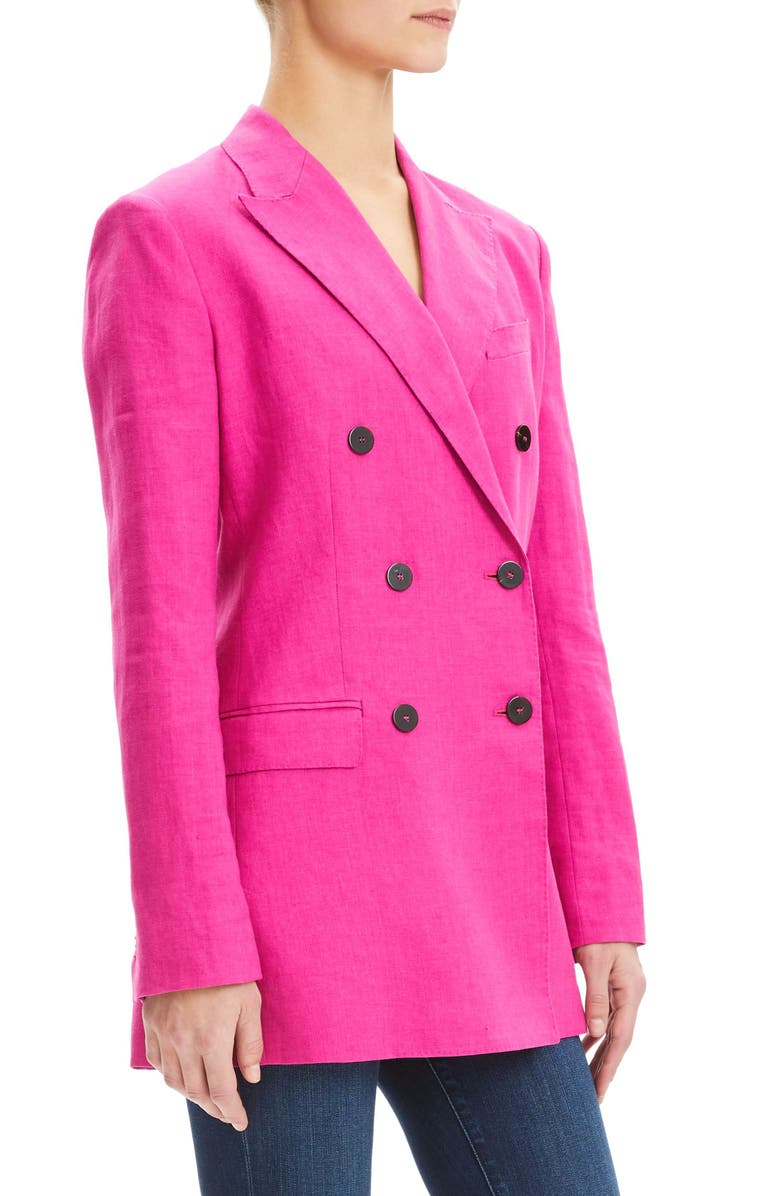 Theory Double Breasted Linen Blazer, Alternate, color, 