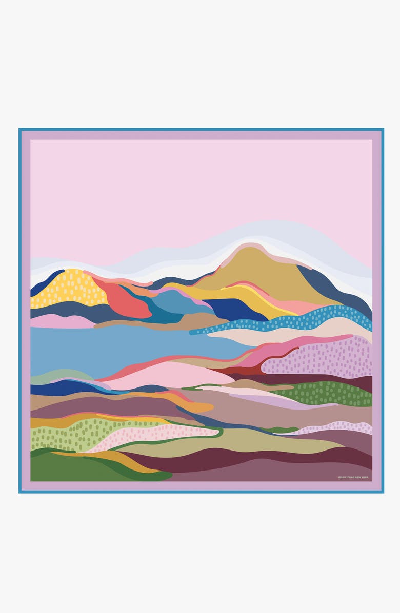 Jessie Zhao New York Double Sided Wool Silk Scarf Of Ocean Breeze, Alternate, color, Blue