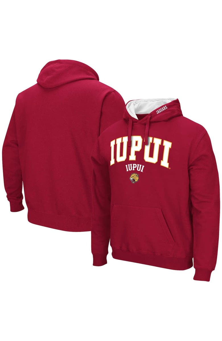 COLOSSEUM Men's Colosseum Crimson IUPUI Jaguars Arch & Logo 3.0 Pullover Hoodie, Main, color, Crimson