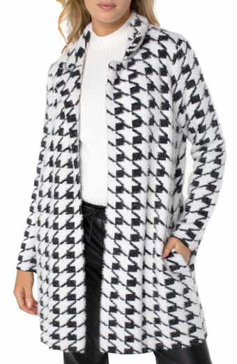 Houndstooth Open Front Sweater Coat