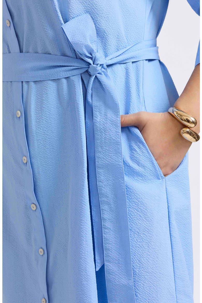 Fiona Seersucker Belted Shirtdress, Alternate, color, LAKE BLUE