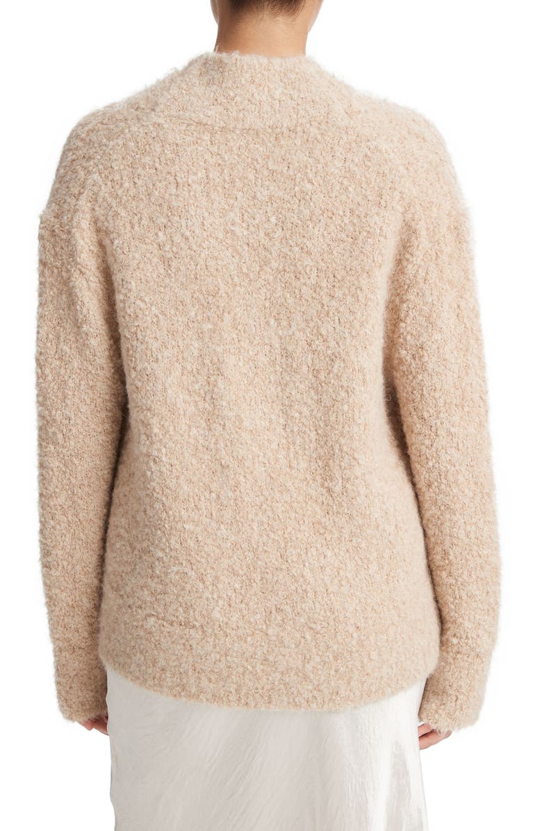 Vince Crimped Shawl Wool Blend Bouclé Sweater, Alternate, color, H Champagne