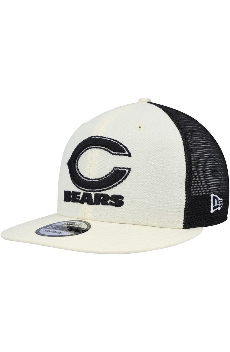 New Era Men's New Era Cream/Black Chicago Bears Chrome Collection 9FIFTY Trucker Snapback Hat, Main, color, 