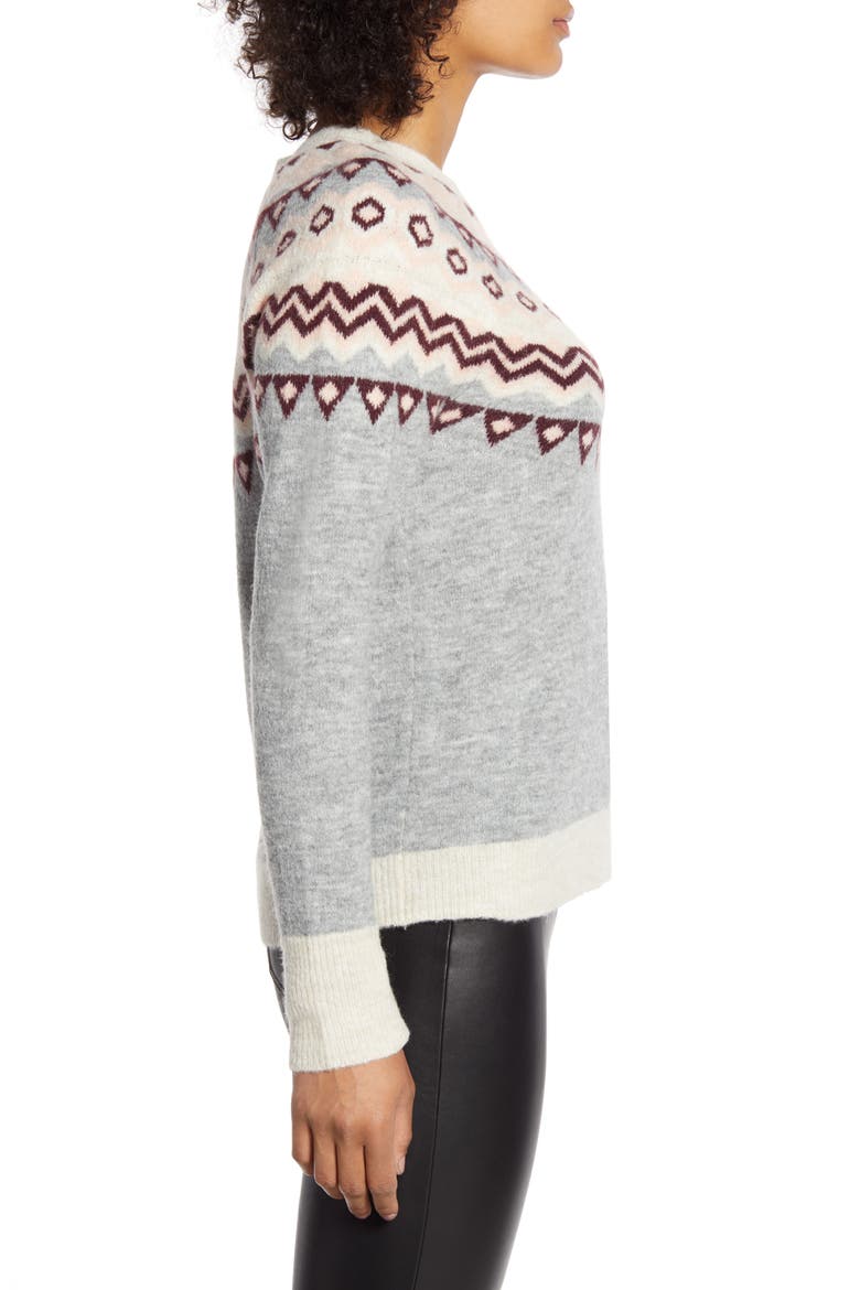x Atlantic-Pacific Fair Isle Sweater (Nordstrom Exclusive), Alternate, color, GREY- PINK FAIRISLE