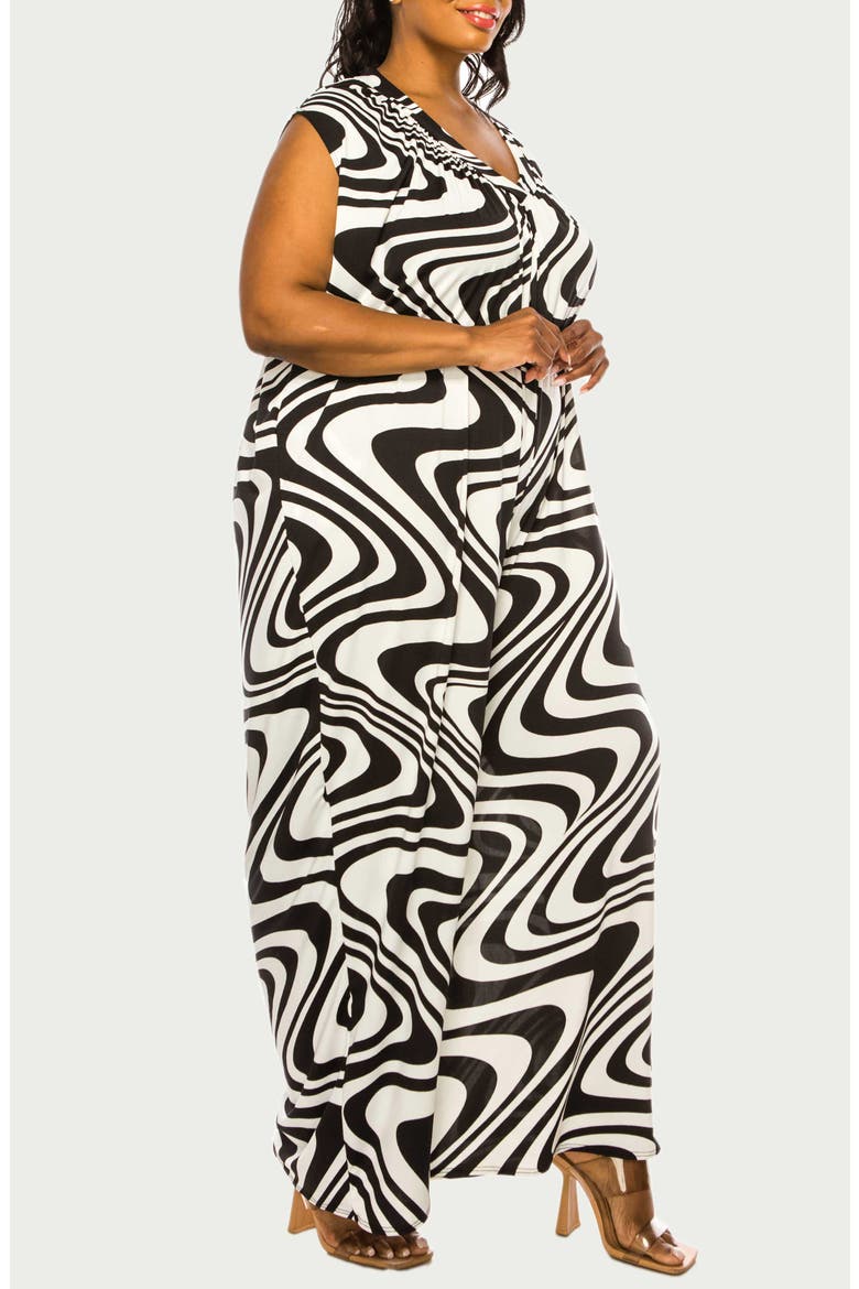 Ortega Printed Sleeveless Wide Leg Jumpsuit, Alternate, color, BLACK/WHITE
