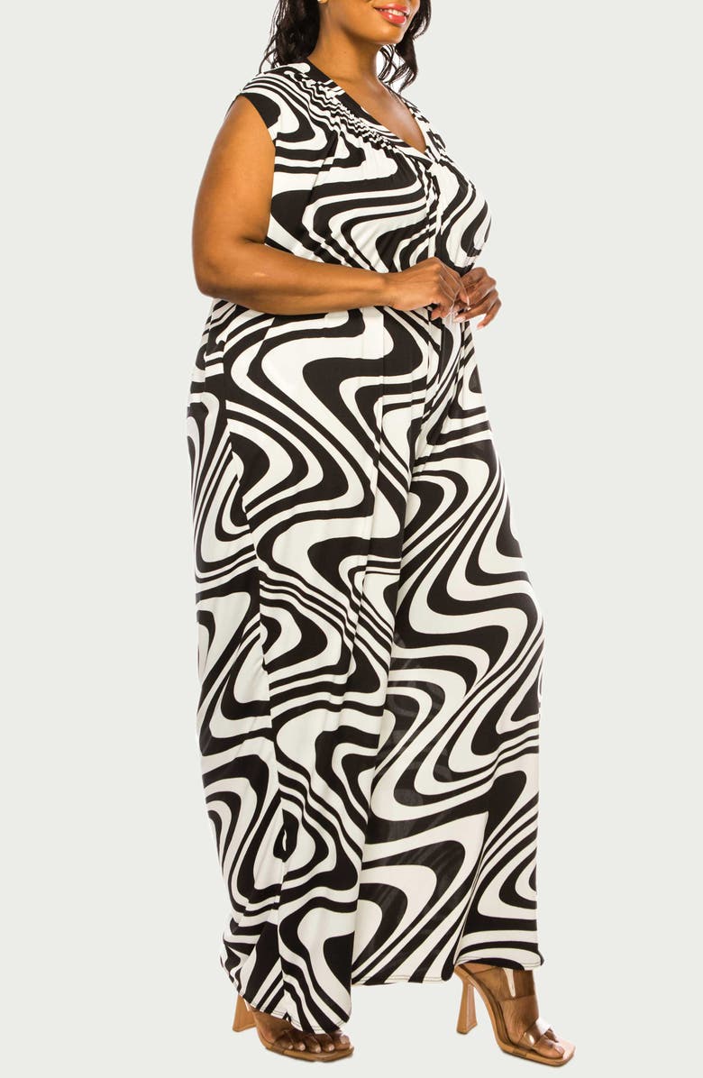L I V D Ortega Printed Sleeveless Wide Leg Jumpsuit, Alternate, color, Black/White