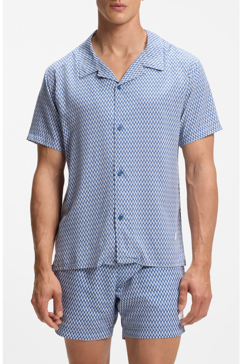 Geo Print Camp Shirt, Main, color, OPEN BLUE