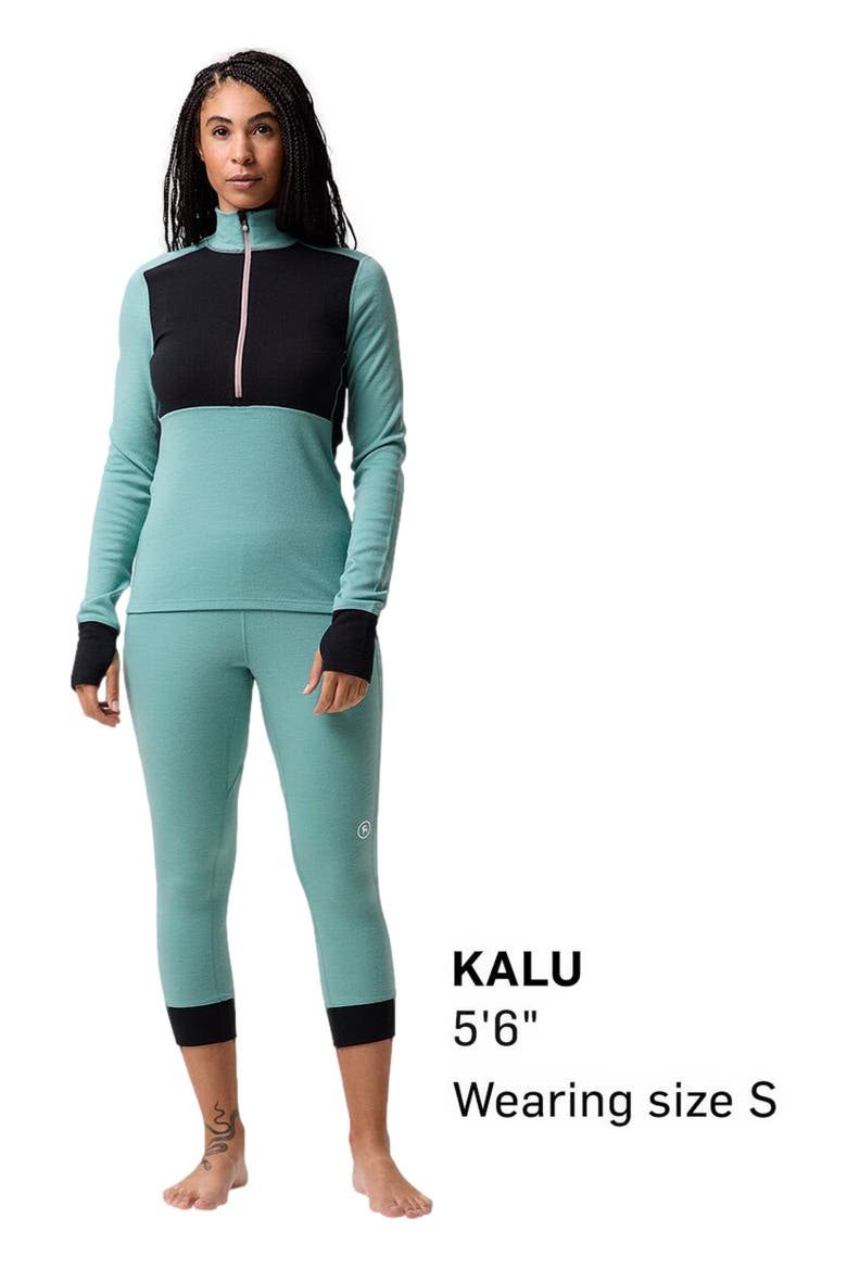 Cedars Rws Merino Mid-Wt Baselayer 1/4-Zip Top - Women's, Alternate, color, Oil Blue/Black