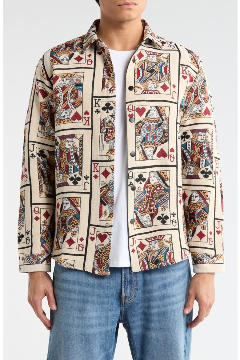 Tapestry Shirt Jacket, Main, color, BEIGE