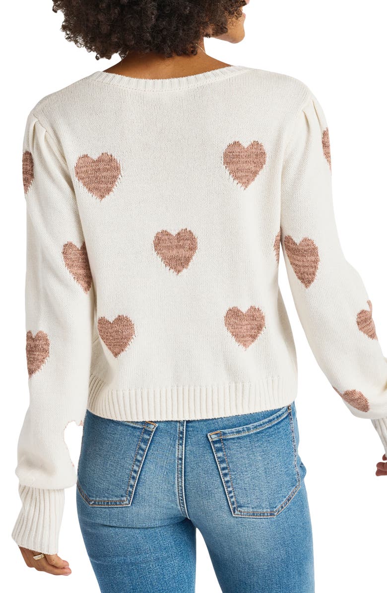 Splendid Annabelle Metallic Heart Sweater, Alternate, color,