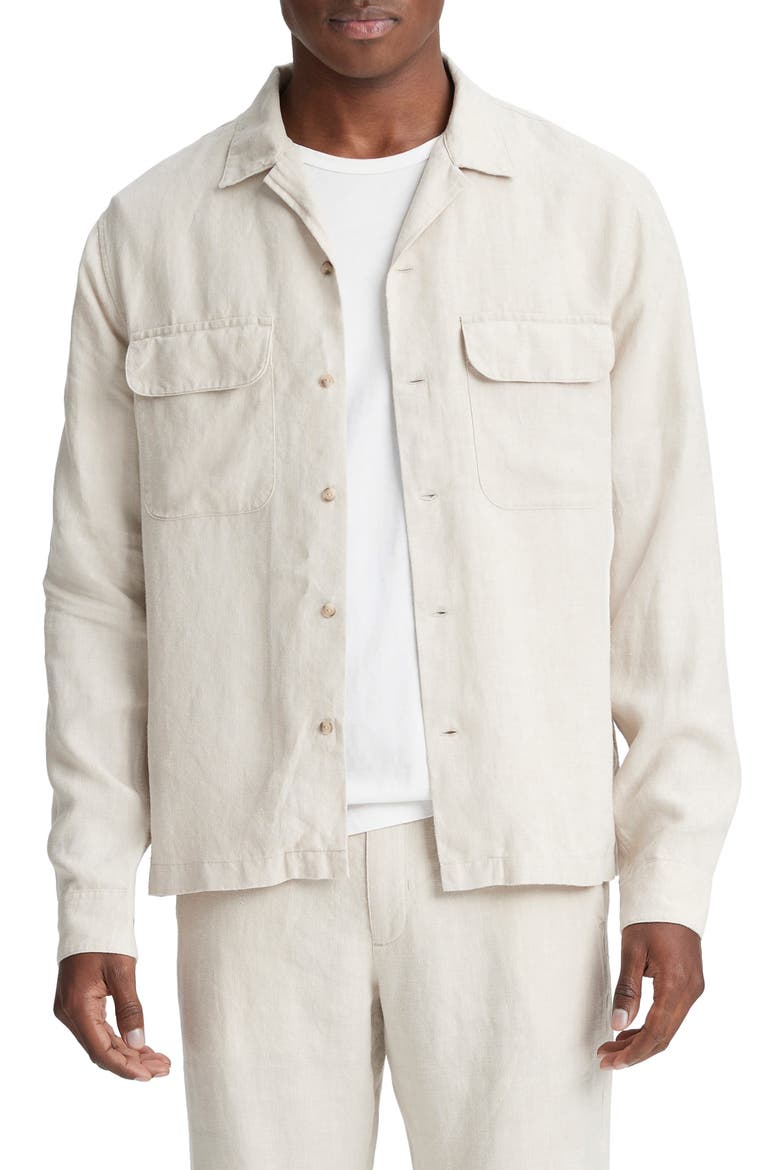 Hemp Button-Up Shirt Jacket, Main, color, PUMICE ROCK