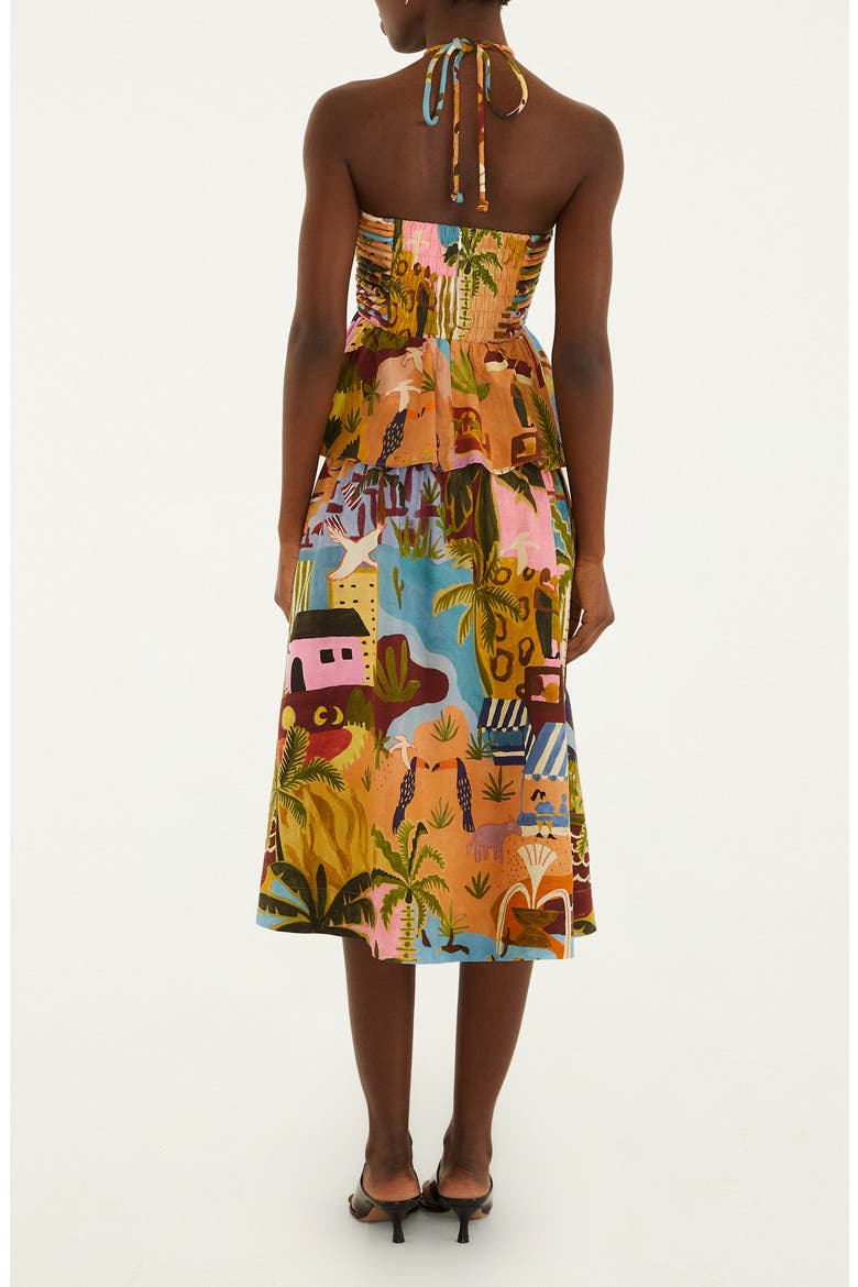 Tropical Print Corded Bodice Midi Dress, Alternate, color, MULTICOLOR