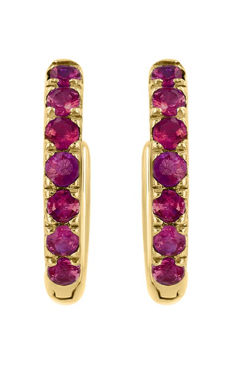 925 Gold Plated Silver ,Ruby Earrings