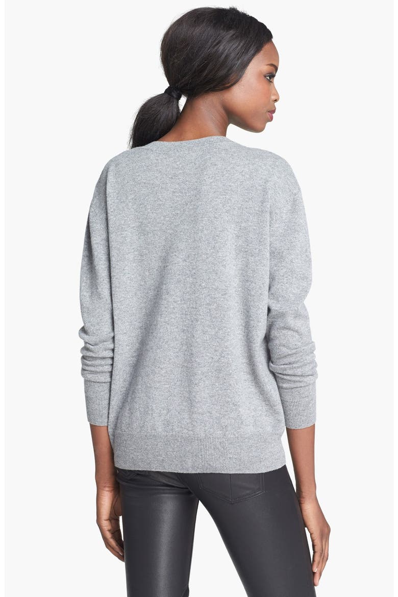 'Pow' Intarsia Knit Boyfriend Sweater, Alternate, color, CEMENT/ DAY GLOW/ MULTI