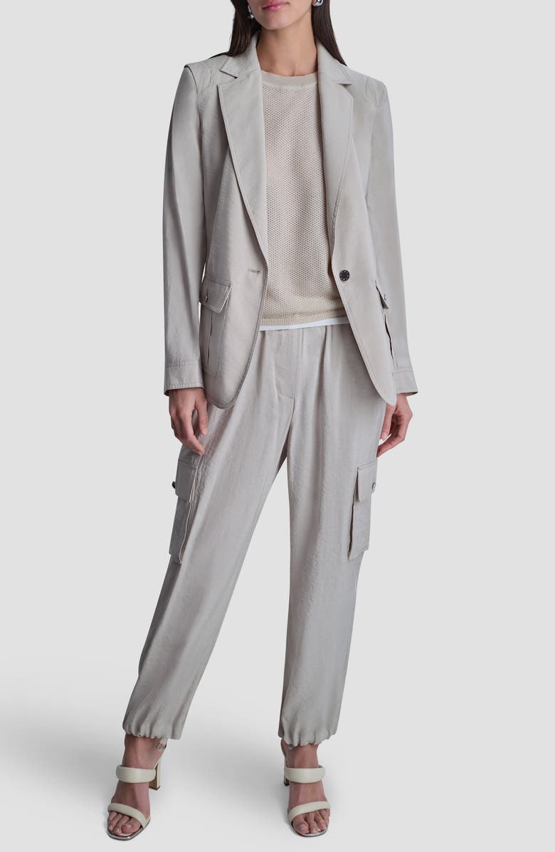 DKNY Faux Suede Fuji Blazer, Alternate, color, Pebble