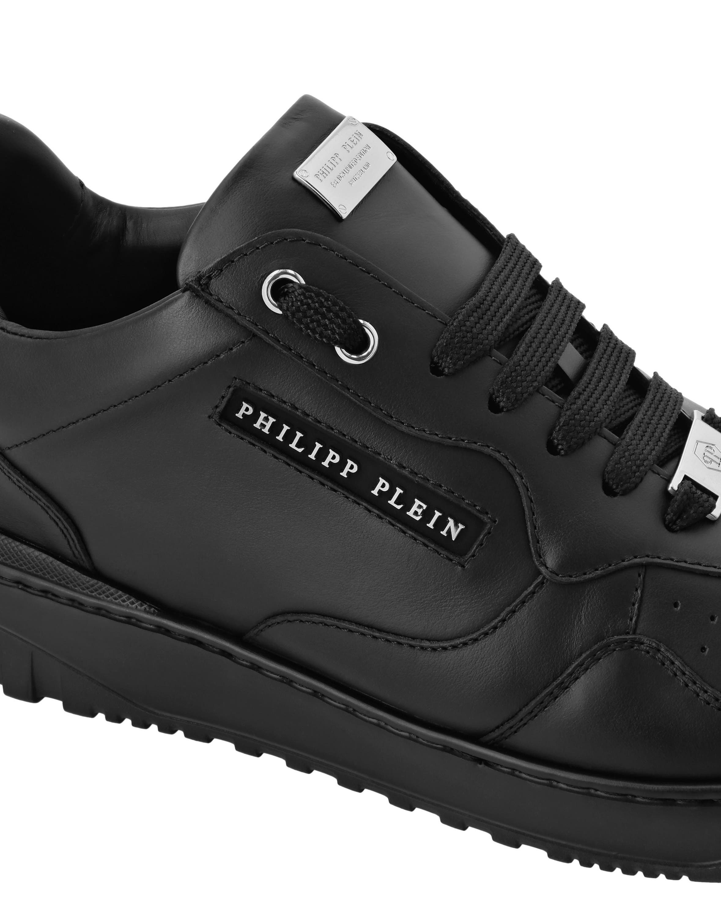 Nappa Leather Low Top Sneakers Lettering Luxe Men, Alternate, color, black/black