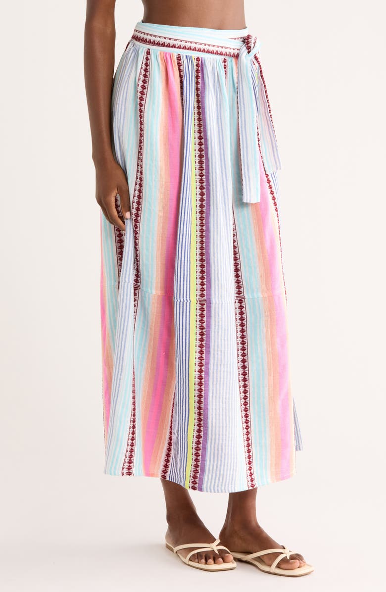 lemlem Tola Embroidered Cover-Up Wrap Maxi Skirt, Alternate, color,