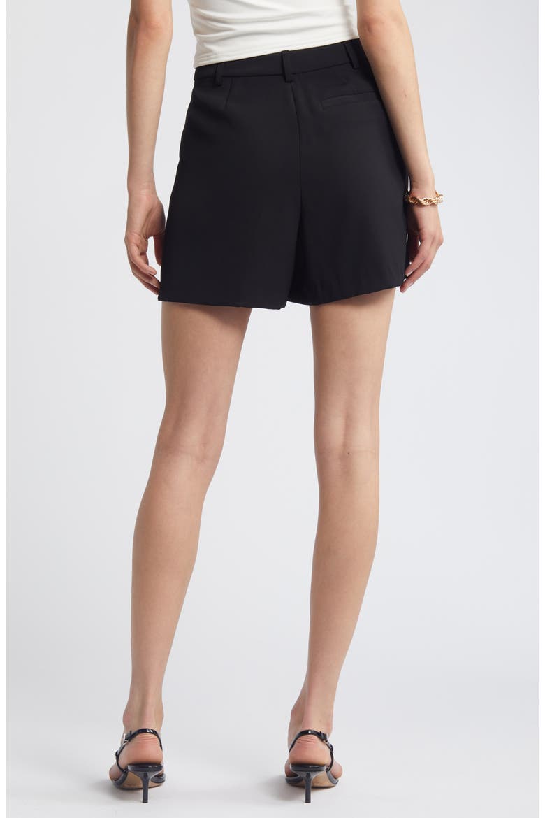 Pleated High Waist Trouser Shorts, Alternate, color, BLACK